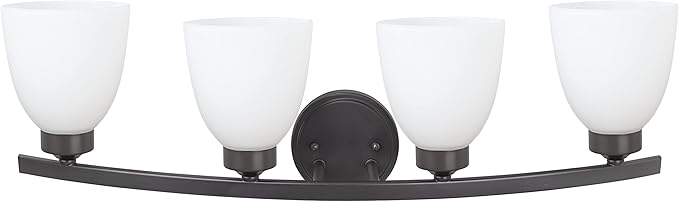 Aspen Creative 62205-2, Four-Light Metal Bathroom Vanity Wall Light Fixture, 28-3/4" Wide, Transitional Design in Oil Rubbed Bronze, 4
