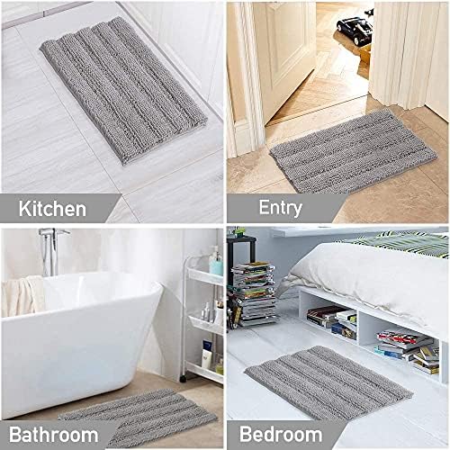 2-Piece Bathroom Rug Set with U-Shaped Mat, Soft Absorbent Chenille, Dove