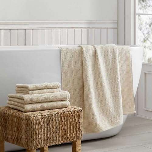 Martha Stewart - Cotton Bath Towel Set, Soft & Absorbent Towels, 6 Pack