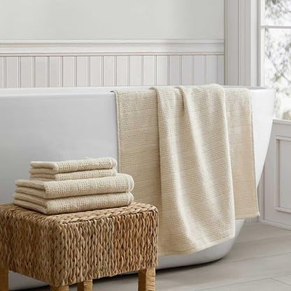 Martha Stewart - Cotton Bath Towel Set, Soft & Absorbent Towels, 6 Pack