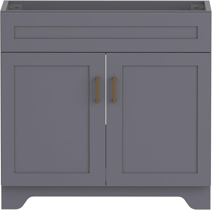 36 Inch Bathroom Vanity, Wooden Double Door Bathroom Storage Cabinet, Freestanding Modern Sink Cabinet Vanity Without Sink (Grey No Sink, 36")