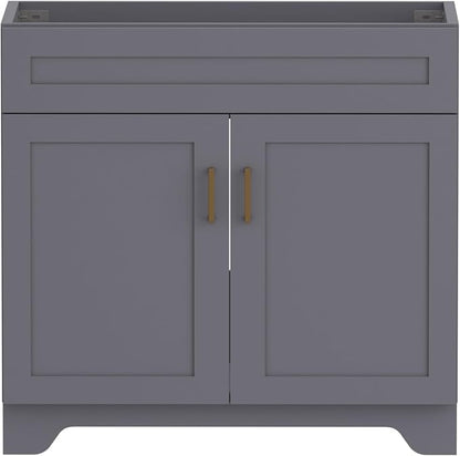 36 Inch Bathroom Vanity, Wooden Double Door Bathroom Storage Cabinet, Freestanding Modern Sink Cabinet Vanity Without Sink (Grey No Sink, 36")