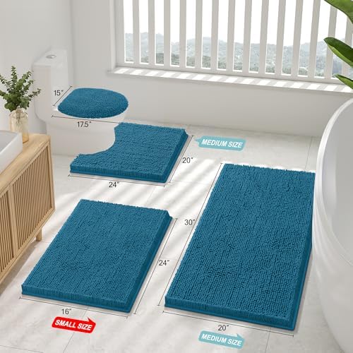 Smiry Bathroom Rugs 24X16, Luxury Chenille Extra Soft Absorbent Bath Mat