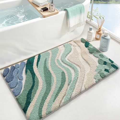 LUMI Beach Bathroom Rug 24x36, Soft Absorbent Bath Mat, Non Slip
