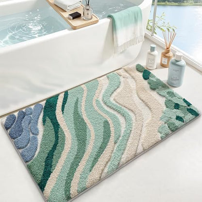LUMI Beach Bathroom Rug 24x36, Soft Absorbent Bath Mat, Non Slip