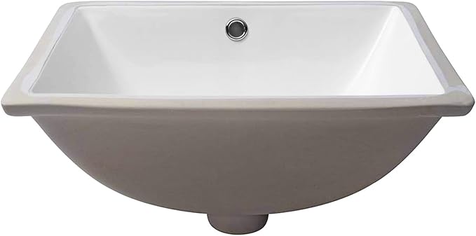 18.5x14 Inch White Ceramic Undemrount Bathroom Sink | undemrount rectangle Under Counter Lavatory Vanity Sinks Basin for Bathroom