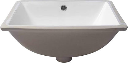18.5x14 Inch White Ceramic Undemrount Bathroom Sink | undemrount rectangle Under Counter Lavatory Vanity Sinks Basin for Bathroom