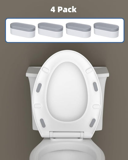 Hibbent 4 pieces Toilet Seat Bumpers for Bidet, Strong Adhesive Toilet Seat Bumpers for Use with Bidet Attachment, Universal Buffer Toilet Lid Bumpers, Grey