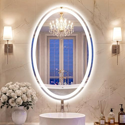 Oval LED Bathroom Mirror with Lights, 24 x 36 Inch Lighted Vanity Mirror