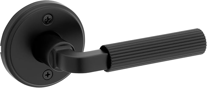 Kwikset Mirada Round Dummy Door Handle, Single Sided Lever for Closets, French Double Doors, and Pantry, Matte Black Non-Turning Reversible Interior Push/Pull Lever