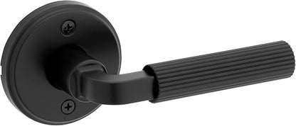 Kwikset Mirada Round Dummy Door Handle, Single Sided Lever for Closets, French Double Doors, and Pantry, Matte Black Non-Turning Reversible Interior Push/Pull Lever