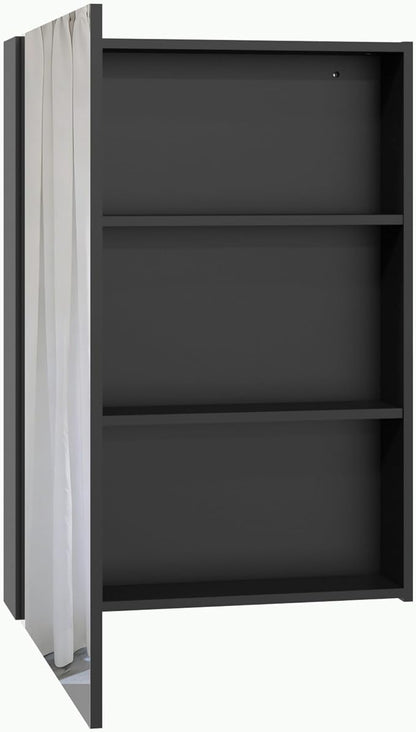 Panana Bathroom Cabinet Medicine Cabinets with Single Mirrored Door Wall Mounted Cabinet with Mirror, Storage Shelf with Adjustable Shelves Storage Organizer Kitchen Cupboard (Black, 19.7x27.6 inch)