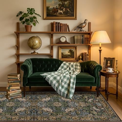 Floral Kitchen Runners - 2x7 Long Runner Rug for Hallway Bathroom Laundry Room Bedroom Beside Bed Entryway, Boho Birds Leaves Patterned Non Slip Low Pile Washable Rugs