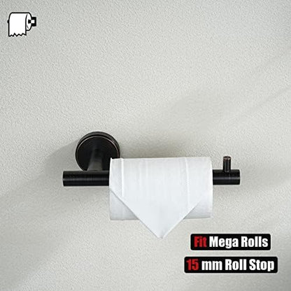 JQK Toilet Paper Holder Oil Rubbed Bronze, 5 Inch 304 Stainless Steel Thick 0.8mm Tissue Paper Dispenser for Bathroom, Hold Mega Rolls Wall Mount 2 Pack, TPH100-ORB-P2