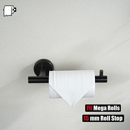JQK Toilet Paper Holder Oil Rubbed Bronze, 5 Inch 304 Stainless Steel Thick 0.8mm Tissue Paper Dispenser for Bathroom, Hold Mega Rolls Wall Mount, TPH100-ORB