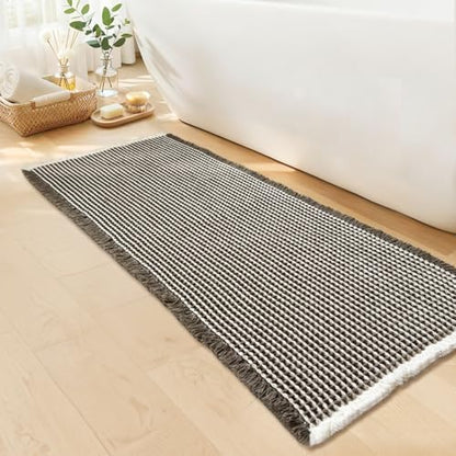 Long Bath Mat, Waffle Bathroom Runner Rug Non Slip Washable, 24 x 60