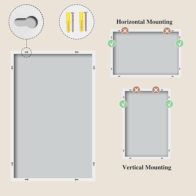 Koonmi White Rectangle Wall Mirror, 36x60 Inch Bathroom Mirror, Aluminum Frame Vanity Mirror for Entryway, Living Room, Bedroom Bathroom, Hangs Horizontally or Vertically