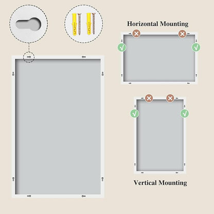 Koonmi White Rectangle Wall Mirror, 24x32 Inch Bathroom Mirror, Aluminum Frame Vanity Mirror for Entryway, Living Room, Bedroom Bathroom, Hangs Horizontally or Vertically