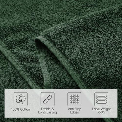 REDKISS Large Bath Towels Set 2 Piece, 100% Cotton, 32x63 in,Heavyweight 760GSM, Highly Absorbent & Quick Dry, Super Soft Luxury Towels for Bathroom,Hotel Collection - Green