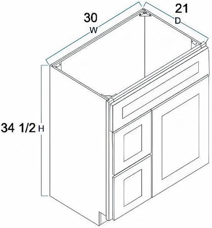 La Royal 30" Sink Base Bathroom Vanity with Drawer Light Grey Shaker Ready-to Assemble Cabinet