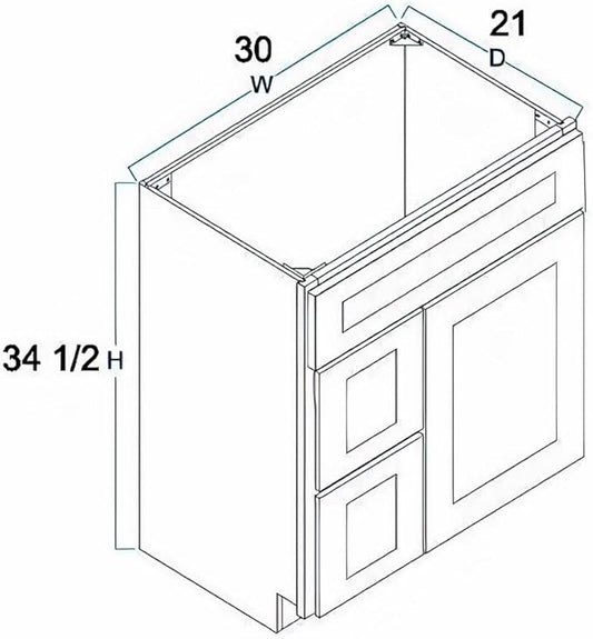 La Royal 30" Sink Base Bathroom Vanity with Drawer Light Grey Shaker Ready-to Assemble Cabinet