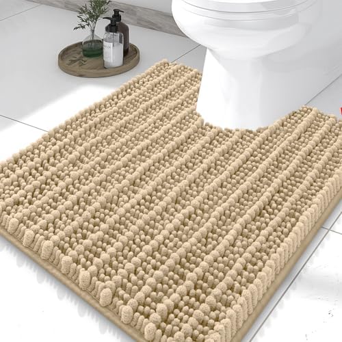 Smiry Bathroom Toilet Rugs U Shaped 24X20, Chenille Bath mats for Toilet