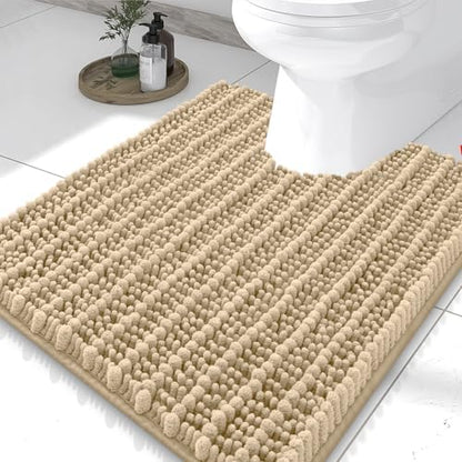 Smiry Bathroom Toilet Rugs U Shaped 24X20, Chenille Bath mats for Toilet