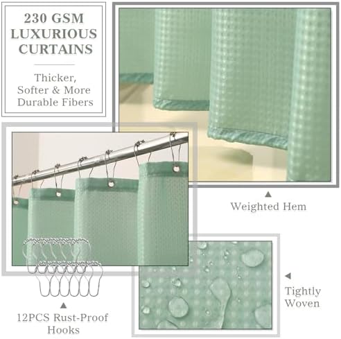 Sage Green Bathroom Accessories Set Complete with Shower Curtain and Rugs