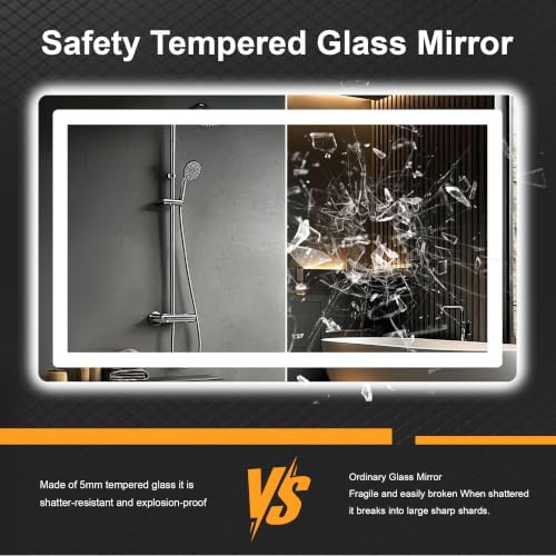 TRAHOME LED Bathroom Vanity Mirror with Lights, 24"x40" Lighted Wall Mirror
