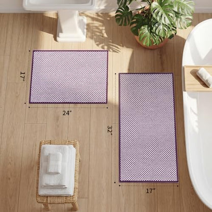 YIHOUSE Purple Bathroom Rugs Sets 2 Pieces,Thin Bath Mat Quick Dry