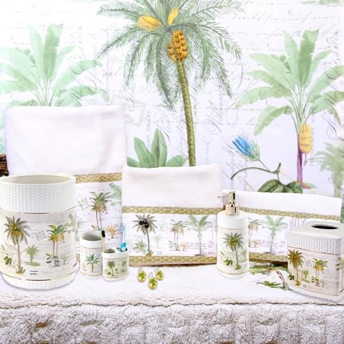 Avanti Linens - Waste Basket, Decorative Trash Can, Guest Bathroom Essentials, Tropical Inspired Bathroom Accessories (Colony Palm Collection)
