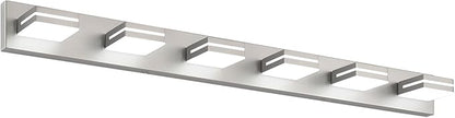 SineRise LED Modern Bathroom Vanity Light Fixtures (6-Light, 48-Inch, Dimmable), Brushed Nickel Modern Acrylic Bathroom Wall Lighting Fixtures Over Mirror (Cool White 6000K)