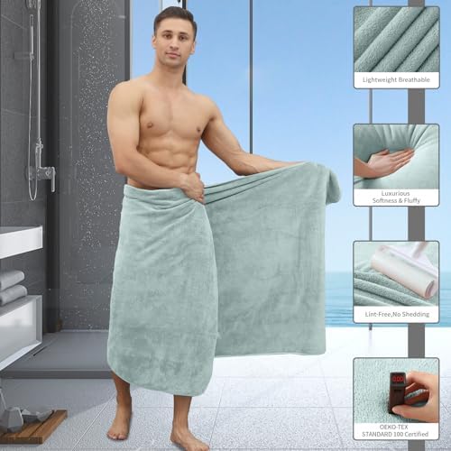 Extra Large Bath Sheet 4 Piece (35"x70")-Ultra Soft Oversized Bath Towel,Bath Sheet Towel Set for Bathroom Hotel,Ultra Highly Absorbent Quick Dry Shower Towel Set for Adults,Bathroom Towel-Aqua
