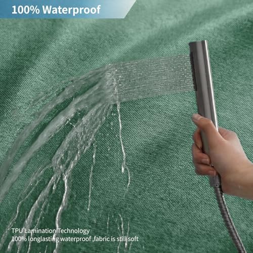 Waterproof Fabric Shower Curtain,No Liner Needed,72x72,EmeraldGreen