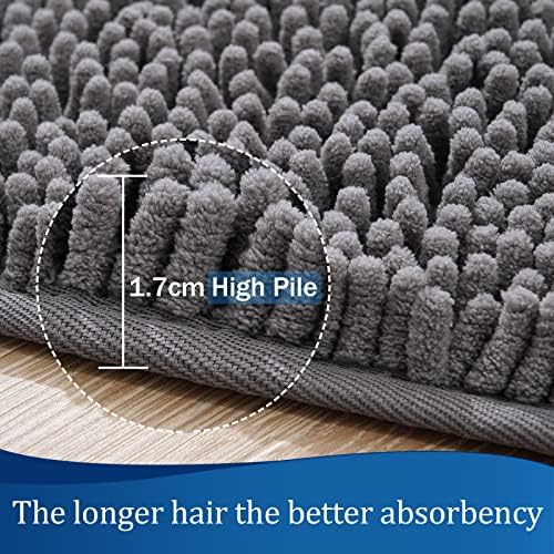 LOCHAS Luxury Bathroom Rug Shaggy Bath Mat 24 x 17 Inch, Gray
