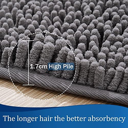 LOCHAS Luxury Bathroom Rug Shaggy Bath Mat 24 x 17 Inch, Gray