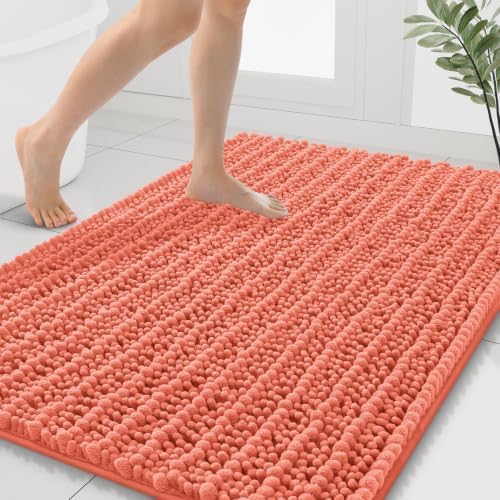 Smiry Bathroom Rugs 40X32, Extra Soft Rubber Backing Chenille Bath Mats