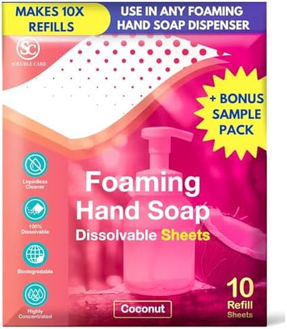 Foaming Hand Soap Dissolvable Sheets: Coconut Scent, 10-Pack
