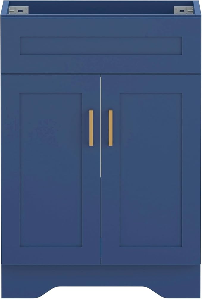 24 Inch Bathroom Vanity, Wooden Double Door Bathroom Sink Storage Cabinet, Freestanding Modern Cabinet Vanity Without Sink (Blue No Sink, 24")