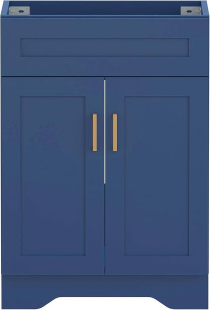 24 Inch Bathroom Vanity, Wooden Double Door Bathroom Sink Storage Cabinet, Freestanding Modern Cabinet Vanity Without Sink (Blue No Sink, 24")