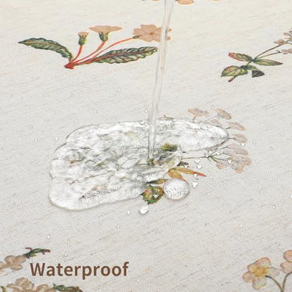 Colorful Star Farmhouse Beige Floral Linen Shower Curtain, 72" W x 72" L