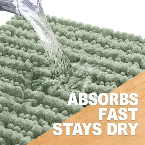 OLANLY Small Bathroom Rugs 24x16, Thick Soft Absorbent Chenille Bath Rugs