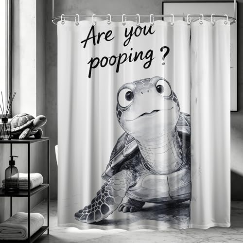 Extra Tall Shower Curtain XL are You Pooping Sea Turtle, 70 x 96 in