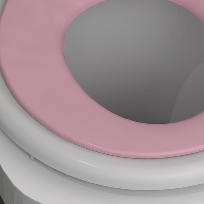 Toilet Seat, Elongated Toilet Seat with Toddler Seat Built in, Potty Training Toilet Seat Elongated Fits Both Adult and Child, with Slow Close and Magnets- Elongated White and Pink