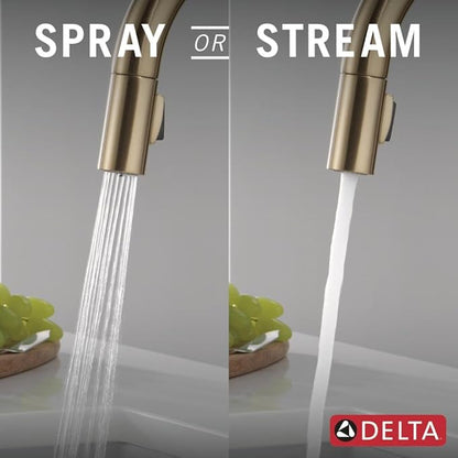 Delta Faucet Trinsic Touch Kitchen Faucet with Touchless Technology, Kitchen Faucet with Pull Down Sprayer, Gold Kitchen Sink Faucet, Touchless Kitchen Faucet, Champagne Bronze 9159TL-CZ-DST