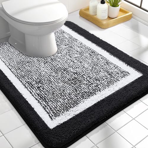 OLANLY Toilet Rugs U-Shaped 24x20, Absorbent Microfiber Bath Mat, Black