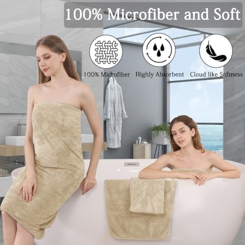 4 Piece Extra Large Bath Towels Set 35x70 Inches - Luxury 600 GSM Oversized Bath Sheet Towel,Ultra Soft Microfiber - Quick Dry,Highly Absorbent Shower Towels Spa Hotel Bathroom Towel Set (Beige)