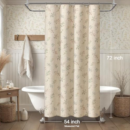 Floral Farmhouse Vintage Linen Shower Curtain French Country Decor 54Wx72H