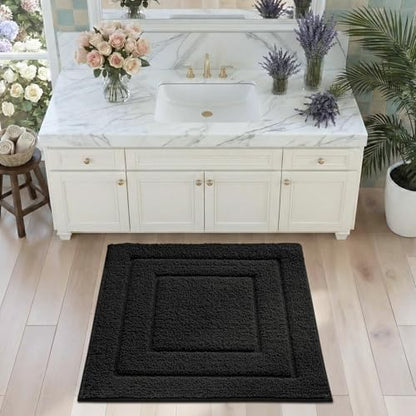 DEXI Square Bathroom Rug 32x32, Non-Slip and Absorbent Bath Mat, Black