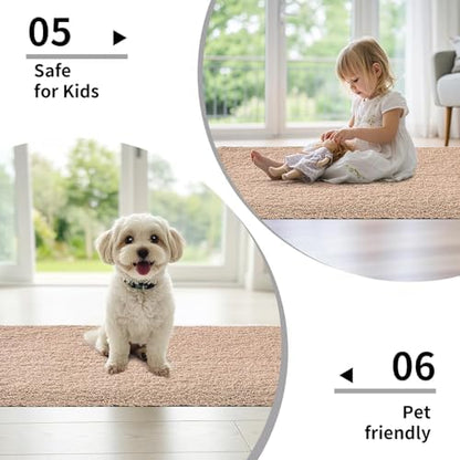 Disolla Beige Bathrom Runner Rug 24x70 - Extra Large Soft Plush Bath Mat, Thick Long Non-Slip Shaggy Floor Mat, Ultra-Absorbent for Master Bathroom Vanity